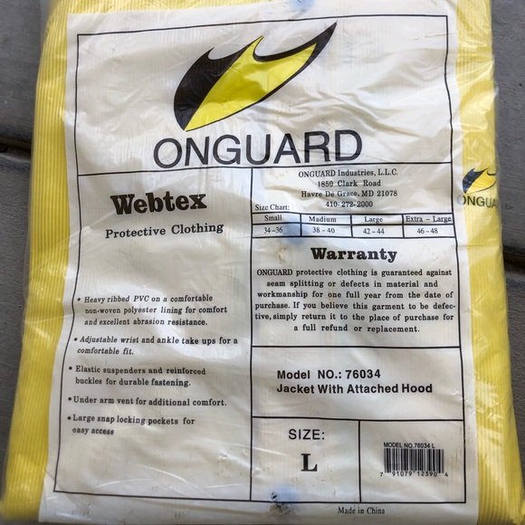 Onguard 760340 Webtex Jacket With Attached Hood Yellow large - Picture 2 of 2